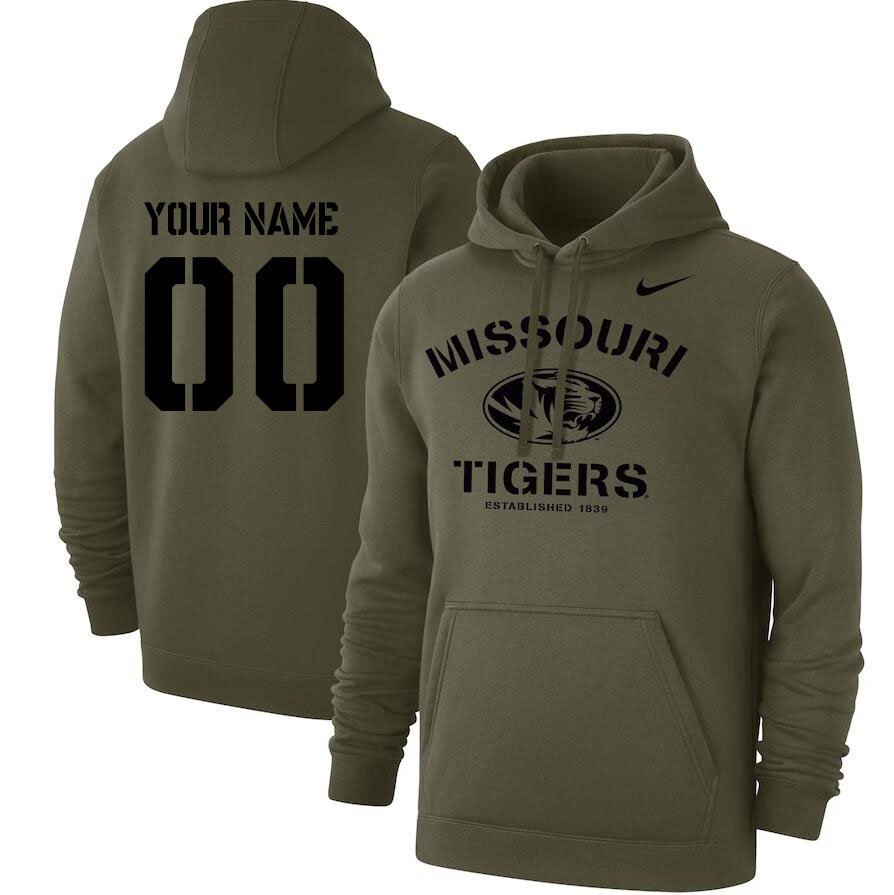 Custom Missouri Tigers Name And Number College Hoodie-Olive - Click Image to Close